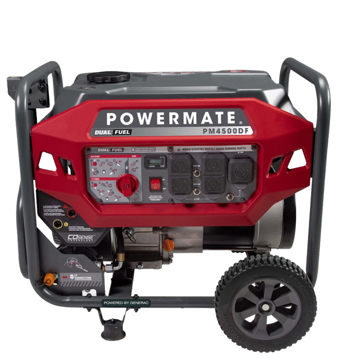 Generac/Powermate PM4500DF 3600W/4500W Recoil Start Dual Fuel Portable Generator with CO-Sense New