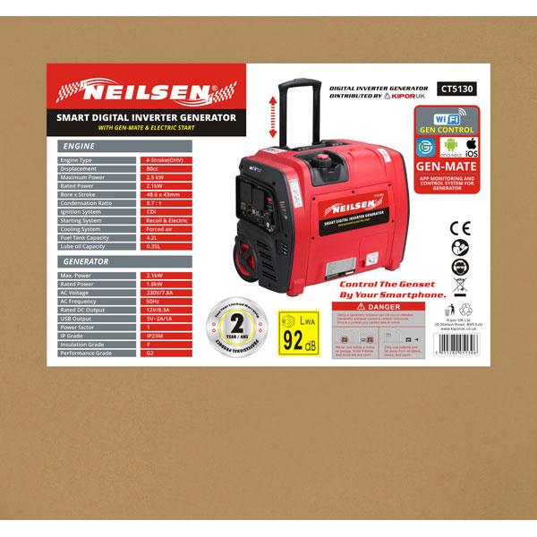 Neilsen SE2000IE Smart Digital Inverter Generator | 2.1Kw | Electric start
