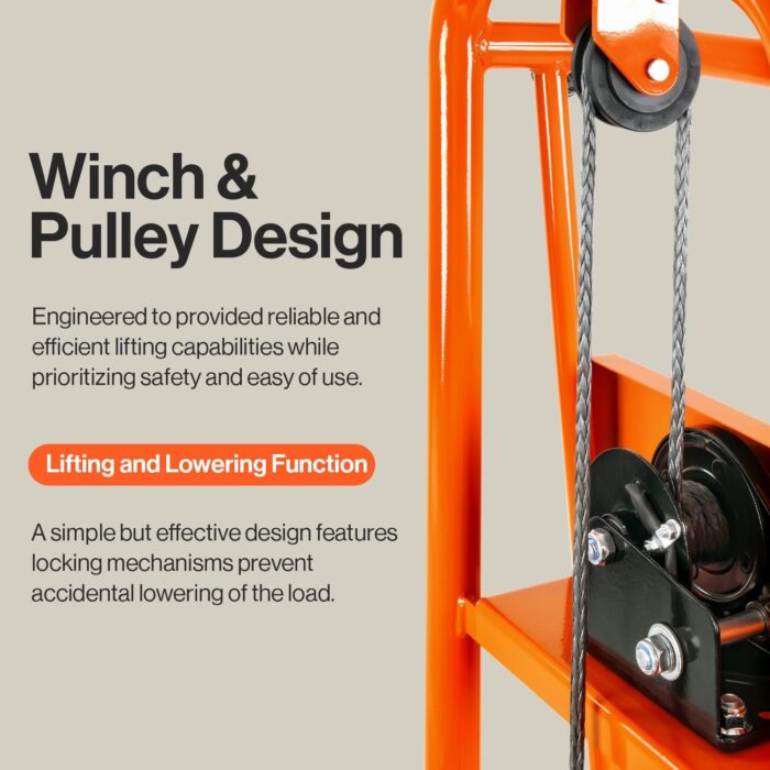 SuperHandy Material Lift Winch Stacker, Pallet Truck Dolly, Lift Table, Fork Lift, 330 Lbs 40" Max Lift w/ 8" Wheels, Swivel Casters