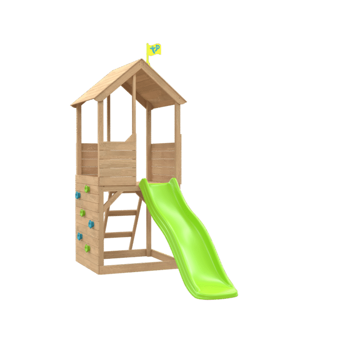 Treehouse Wooden Play Tower, with Wavy Slide & Climbing Wall - FSC® certified