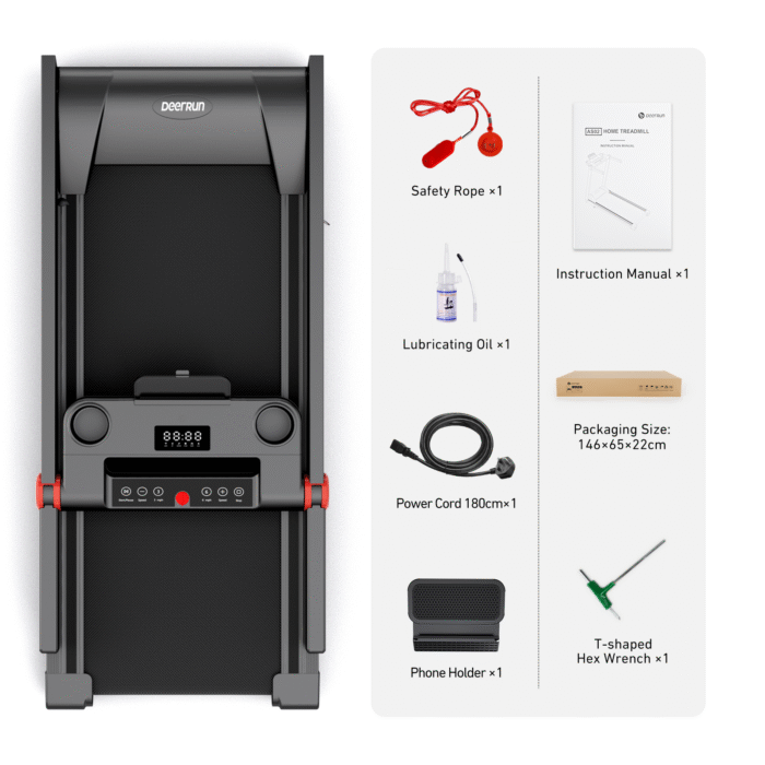 DeerRun A1 Pro Folding Smart Treadmill with 6% Incline - 16 KPH, 158 Kg Capacity