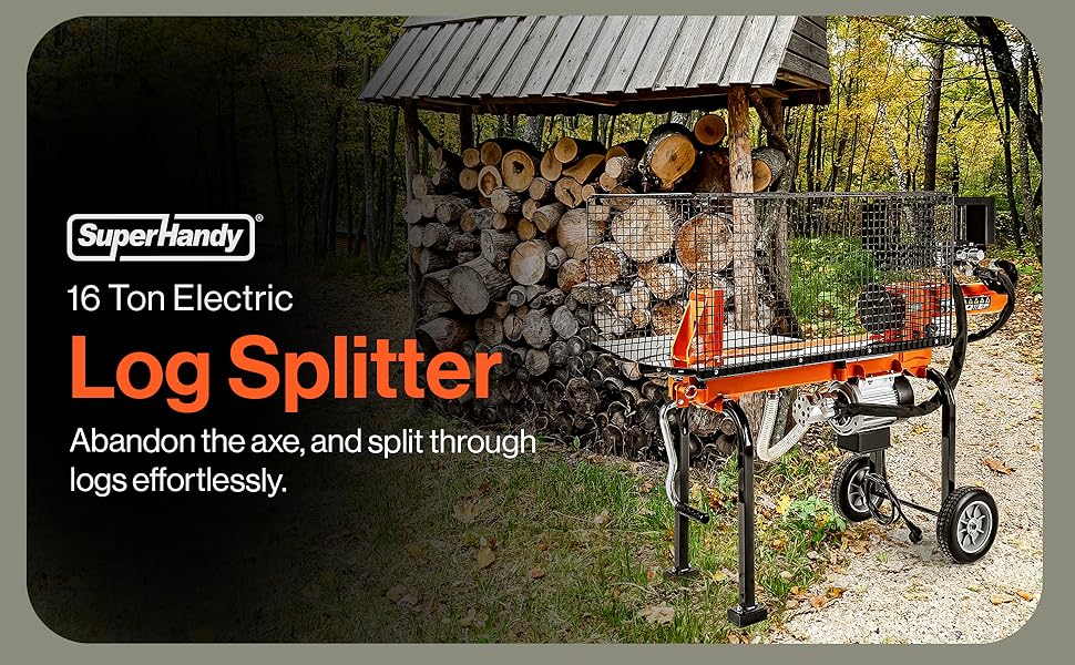 SuperHandy Electric Log Splitter Portable 16Ton 500mm