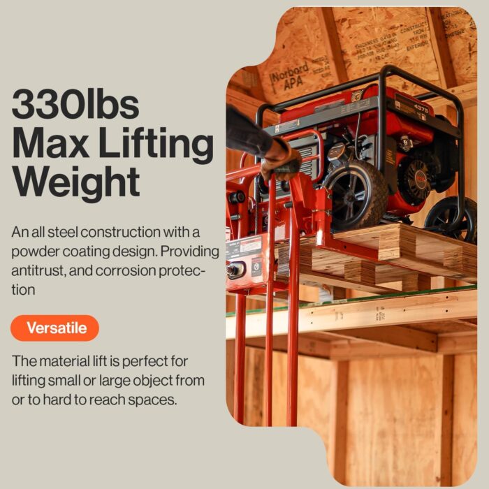 SuperHandy Material Lift Winch Stacker, Pallet Truck Dolly, Lift Table, Fork Lift, 330 Lbs 40" Max Lift w/ 8" Wheels, Swivel Casters
